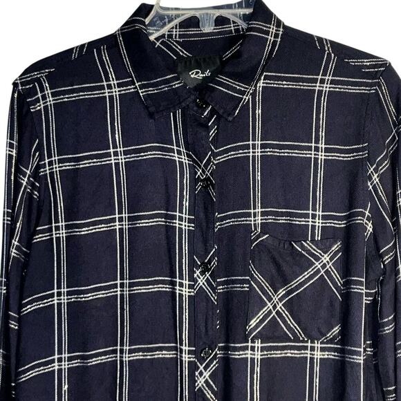 Rails Hunter Navy Snow Metallic Plaid Button Down Shirt Women’s Small - Picture 2 of 9